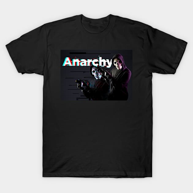 anarchy skull point the finger and glitch T-Shirt by realglitch